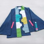 左扣右扣拼接秋冬外套 - 湖水藍 短版：圖片 2