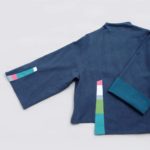 左扣右扣拼接秋冬外套 - 湖水藍 短版：圖片 3